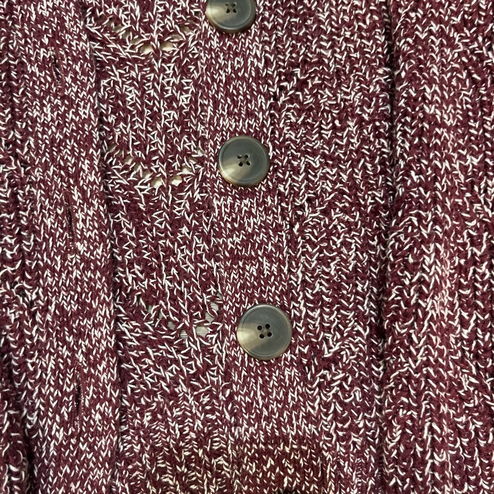 Old Navy XS Maroon And White Cardigan Sweater